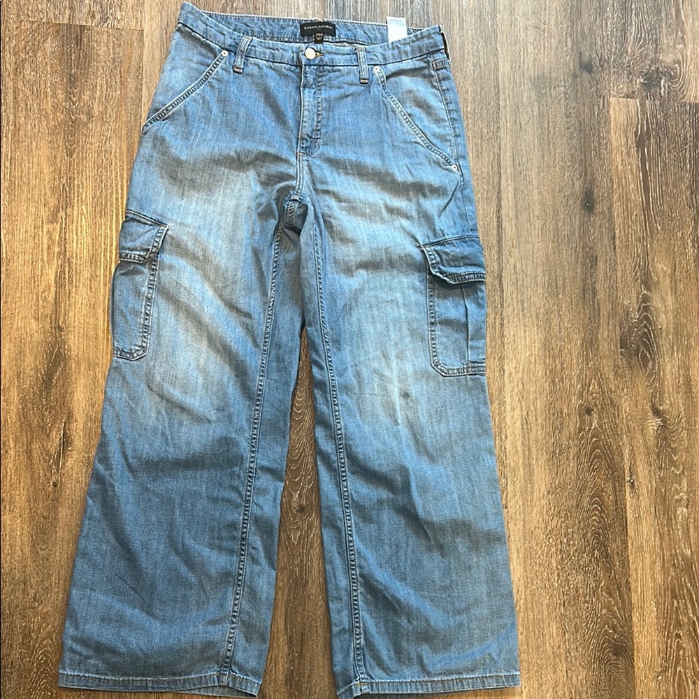 Banana Republic Factory Blue Denim Cargo Jeans